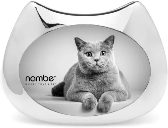 Nambe Cat Picture Frame - Holds One 3" x 5" Photo - Silver