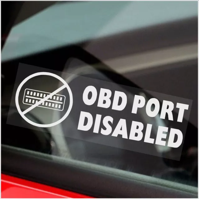 5x Stickers OBD Port DISABLED Security Signs Window On Board Diagnostics WHITE
