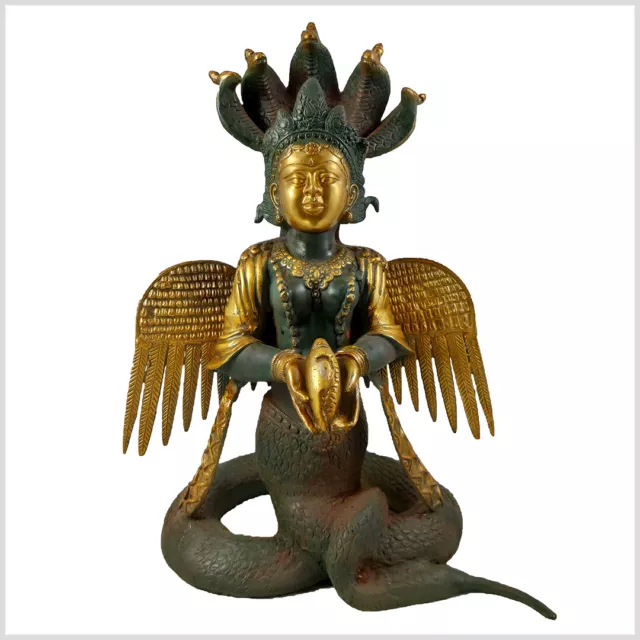 Naga Kanya Nag Schlangengöttin Messing Antik Buddha Nepal 45,7cm 10kg Kobra