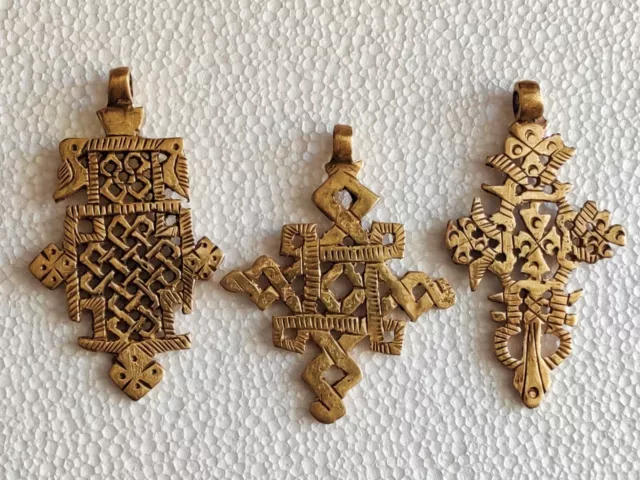 Ethiopian Orthodox Coptic Christian Handcrafted Brass Cross Pendant, Africa