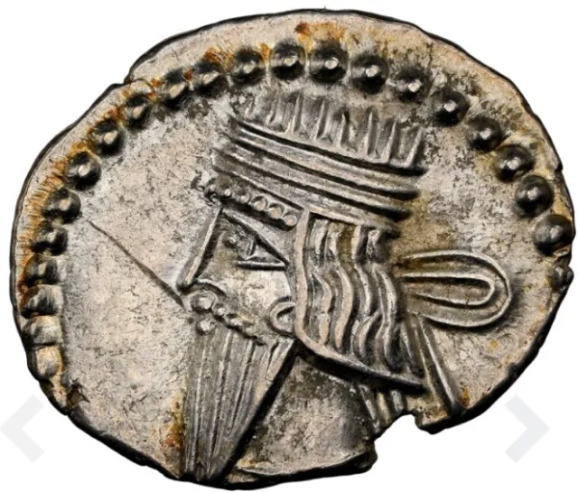 NGC Ch AU Pacorus 78-120 AD, PARTHIAN PARTHIA KINGDOM Persian DRACHM SILVER COIN