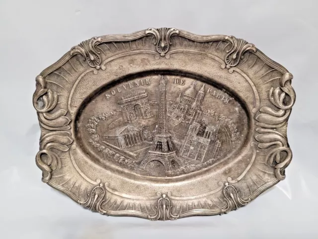S.A.P. Polyne Paris (Made in France) Elongated Octagonal Metal Souvenir  Trinket Dish (HC5)