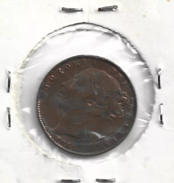 GB, QV Bun Head 1853 Farthing, Almost If Not Uncirc (E31)