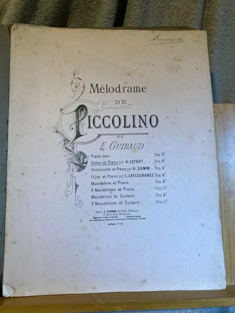Guiraud Mélodrame de Piccolino violon piano partition éditions Durand A. Lefort