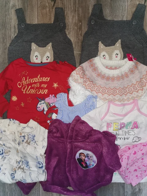 Girls Clothes bundle x 9 Toddler Size 12- 24 months pyjama knited dress