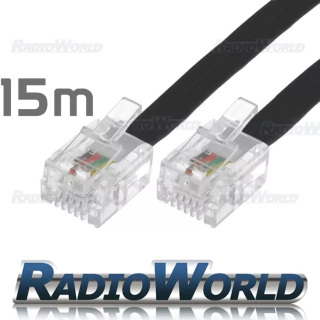 15 m Meter RJ11 AUF RJ-11 Kabel Breitbandmodem/Internet Kabel lang DSL schwarz