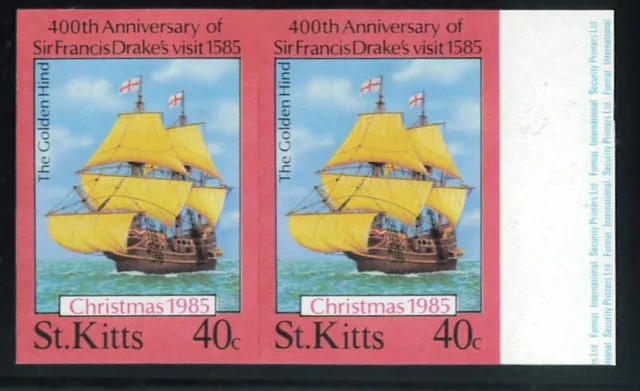 P2728 - St. Kitts Yvert 597, Michel 169 Christmas 1985 Imperf. Pair Mnh