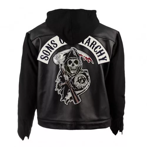 SOA Sons of Anarchy Highway Motorbiker Hooded Leather Jacket