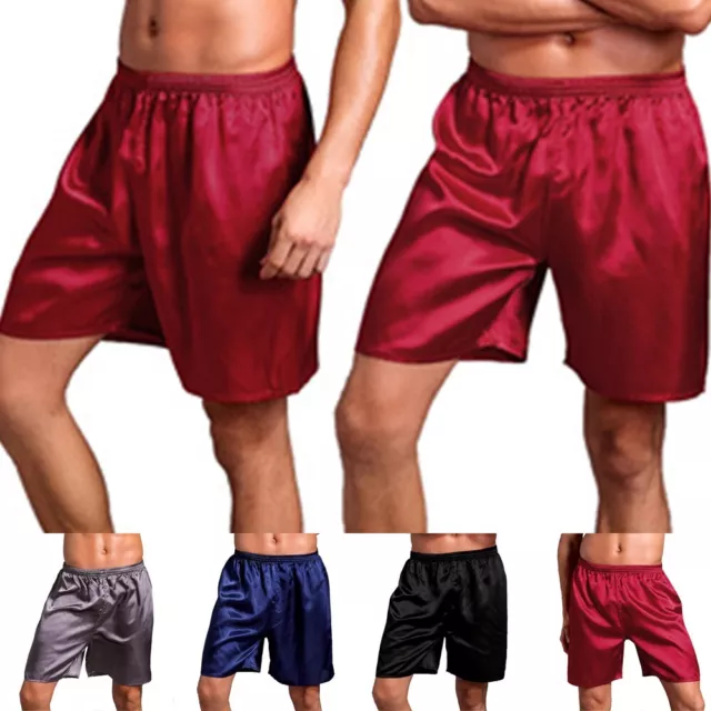 Comfy Shorts PJS Satin Silk Casual Boxers Baggy Short Home Pants Mens SPA