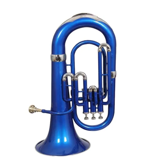 Euphonium 3 Valve Bb Pitch With Including Mouthpiece & Carry Case Gloves (Blue)