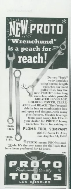 1950 Proto Tools Wrenchund Peach For Reach Wrench Plomb Vintage Print Ad SP7