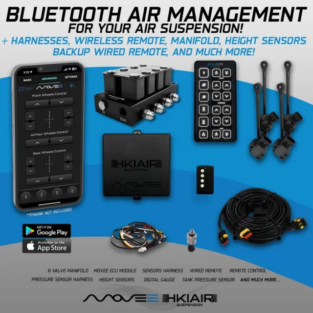 MOVEE - Bluetooth Air Suspension Management + Valve Manifold + Sensors + Remote