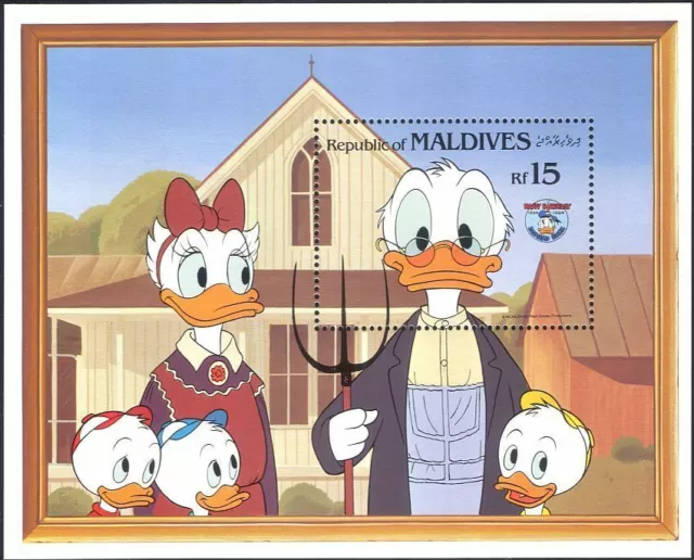 Maldives 1984 Disney Donald Duck Farmers Portraits Peinture Animation m s MNH