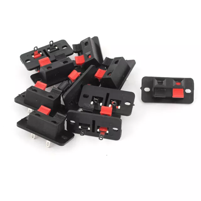 10 Pcs 2 Way Spring Push Release Connector Speaker Terminal Strip Block