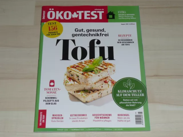 ÖKO TEST Tofu, gut,gesund - August 8/2022 Ratgeber Ökotest Heft Warentest NEU !