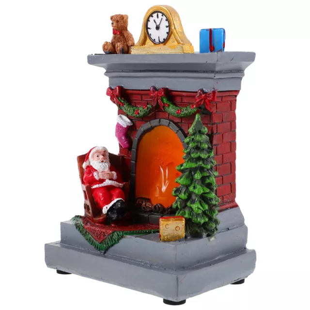 LED Christmas Fireplace Lantern with Flame Effect & Log Simulation - Table Decor