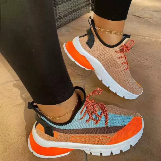 Womens Lace Up Casual Sneakers Sports Walking Running Trainer Outdoor Shoes