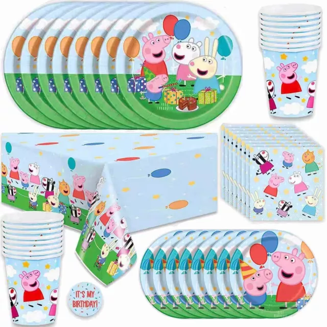 Peppa Pig George Pig Party Supplies Tableware Plates Napkins Cups Tablecloth