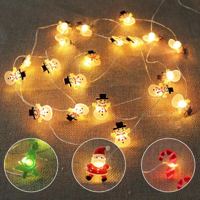 2M Christmas Decorations Santa Claus Snowman Fairy LED Light String Ornaments Q3