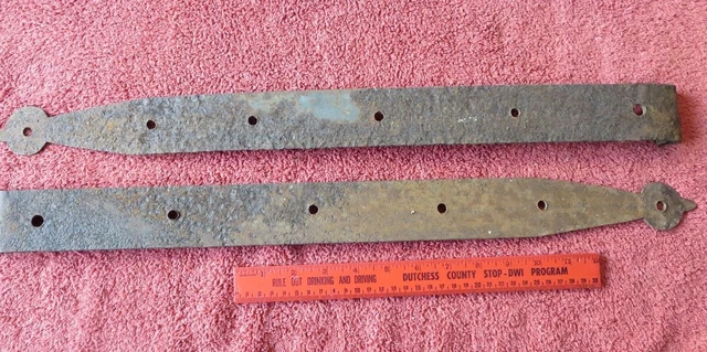 2 Wrought iron hinge strap barn door decor Vintage Antique hand wrought 23.5" 2