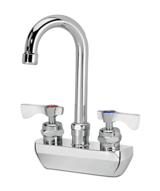 Krowne - 14-400L - 4 in Heavy Duty Wall Mount Faucet w/ Swivel Gooseneck Spout