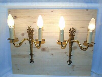 French a pair of patina bronze wall light sconces antique