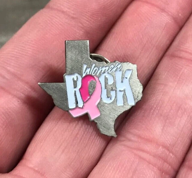 Texas Women Rock Pink Ribbon Breast Cancer Awareness Lapel Hat Backpack Bag Pin