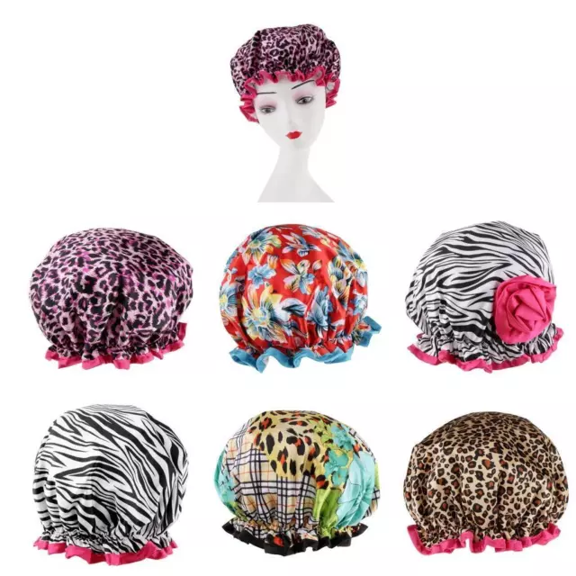 Waterproof Women Shower Caps Bathing Bath Hat Elastic Hair Cover Head Cap