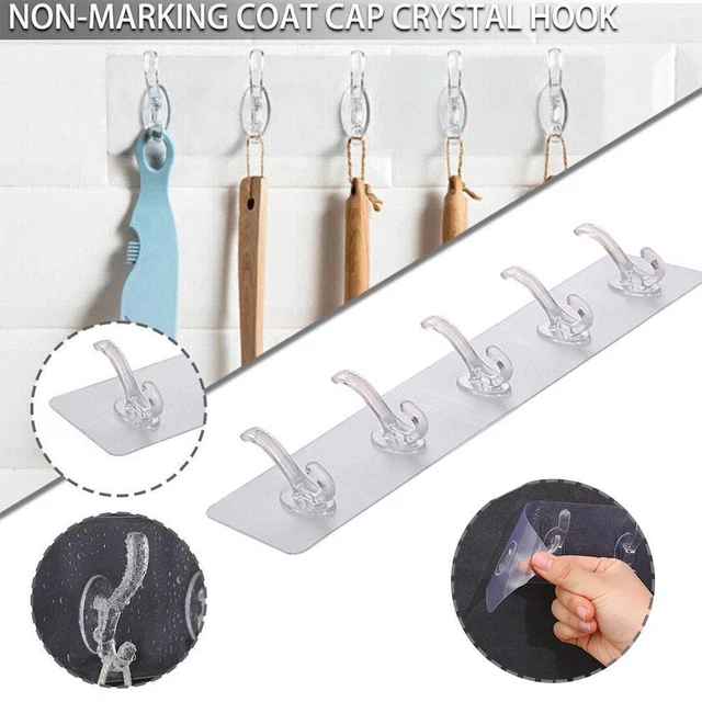 Ganci a fila adesivi multifunzionali ganci da parete trasparenti bagno cucina[