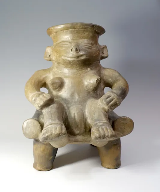 Reproduction Vintage Pre Columbian Nayarit Pottery Birthing Woman Vase Vessel