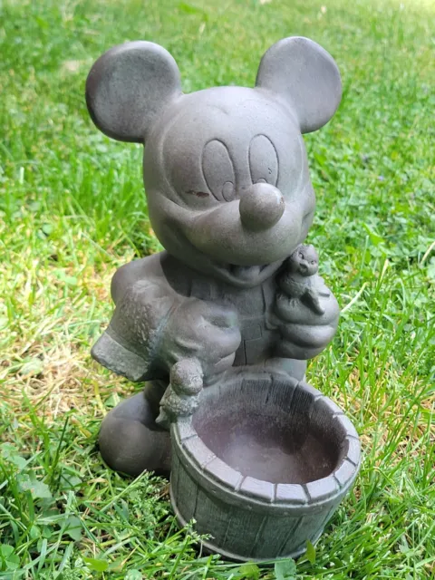 Vintage 1997 Mickey Mouse Disney 11" Outdoor Garden Planter Statue Birds #830