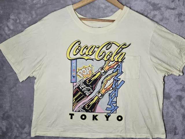 Coca-Cola Tokyo Crop Top Woman's Size XL Yellow Collectable  T Shirt