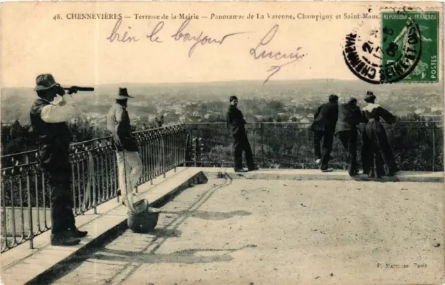 CPA CHENNEVIERES Terrasse de la Mairie Panorama de la Varenne (569823)