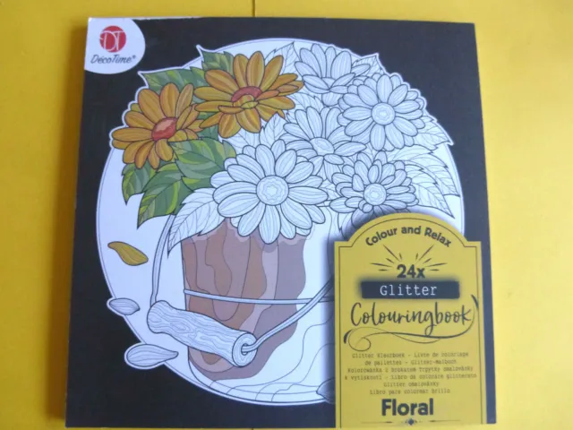 Malbuch für Erwachsene 24 Vorlagen Floral mit Glitzer ca:21x21cm