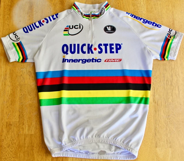Vermarc Cycling Jersey, World Champion, Team Quick Step, Large, 21" Chest, Nice! Vermarc Cycling Jersey, World Champion, Team Quick Step, Large, 21" Chest, Nice!