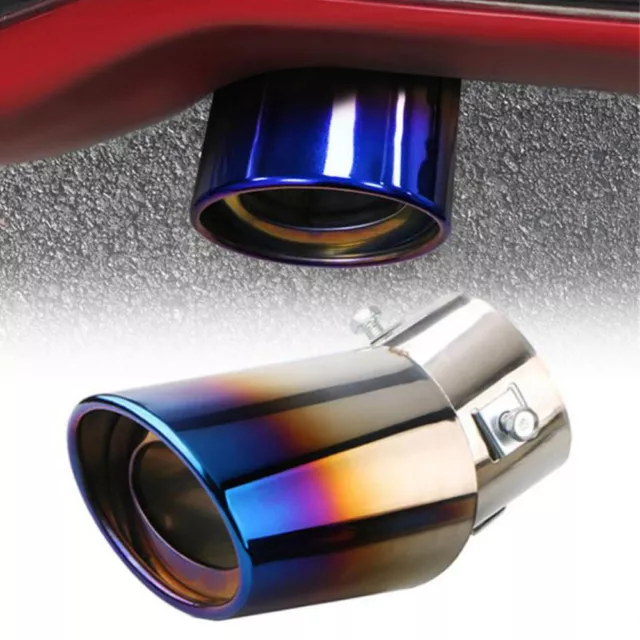 Car Blue Dual Exhaust Pipe Tailpipe Stainless Steel Tail Muffler Tip Throat 2.5"