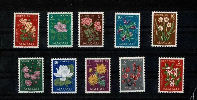 Port. Macao MNH full set #374-383 1953 10 stamps Flowers Flores de Macau