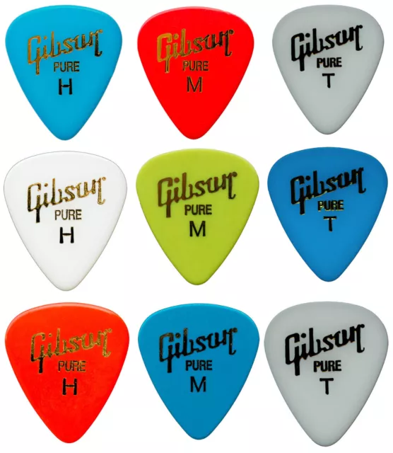 9 PÚAS GIBSON puas guitarra MIX color - 9 Guitar picks Bajo, Pure H M T