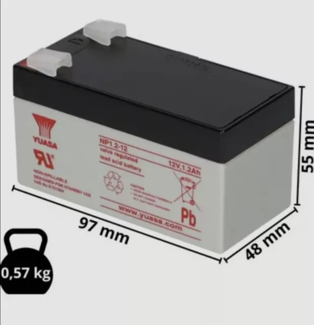 (3 pack) NP1.2-12 Yuasa Lead Acid Rechargeable Battery 12V 1.2Ah (3 pack)