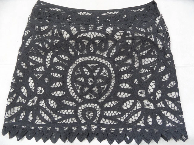 Jupe En Dentelle Grise PROMOD - Taille 36 - Longueur Mini - Occasion Très Bon État - Réf. TOP ZC1018