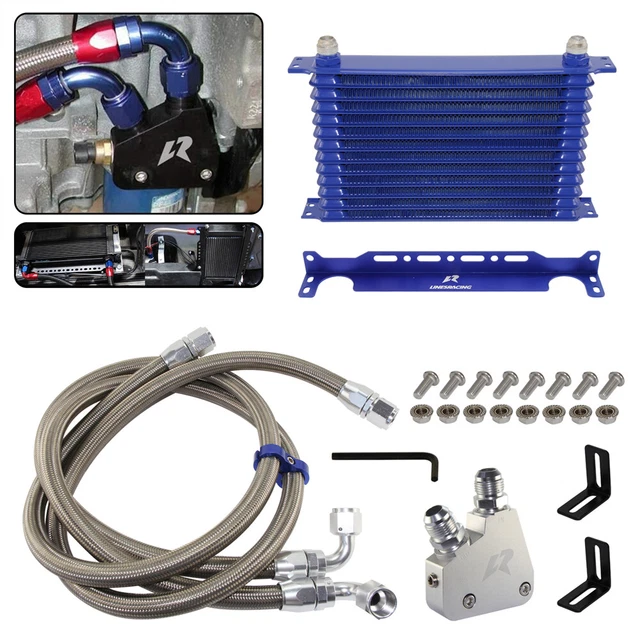 13 ROW ENGINE Oil Cooler Kit+Sandwich Plate adapter For LS1 LS2 LS3