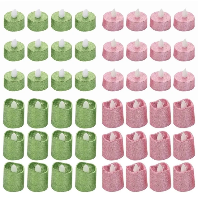 12pcs Flameless Votive Battery Operated Glitter Flickering LED Tea Lights