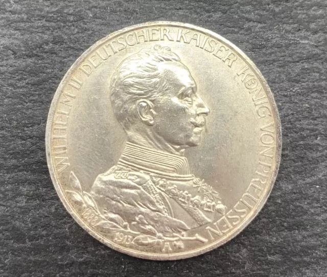 900 Moneda de Plata, 3 Marco, Wilhelm II König De Prusia, 1913 , Hermoso