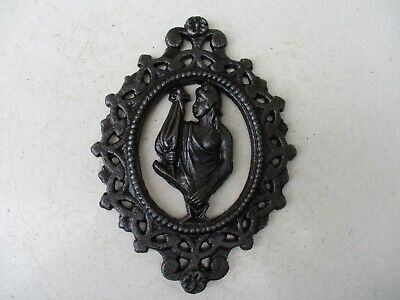 Antique Cast Iron Wall Adornment Ornate With Lady Final Mount Furniture Part