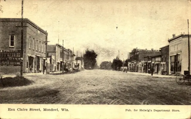 WI, Mondovi, Wisconsin, RPPC, Eau Claire Street ANTIQUE 1909 POSTCARD BK63