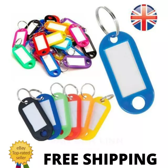 PLASTIC KEY TAGS KEYRING ID LABEL ADDRESS FOB CHOOSE YOUR OWN COLOUR - UK Seller