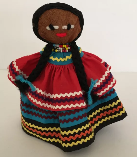 Vintage ~ Miccosukee Seminole Indian Handmade 6.5 Inch Patchwork Doll