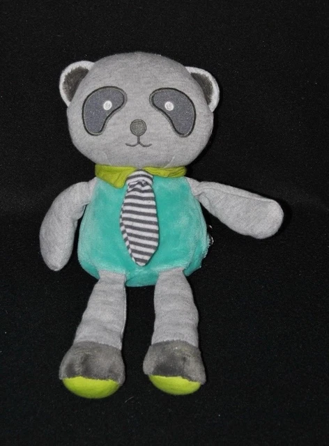 Peluche doudou panda koala OBAIBI OKAIDI gris bleu cravate grelot 24 cm NEUF