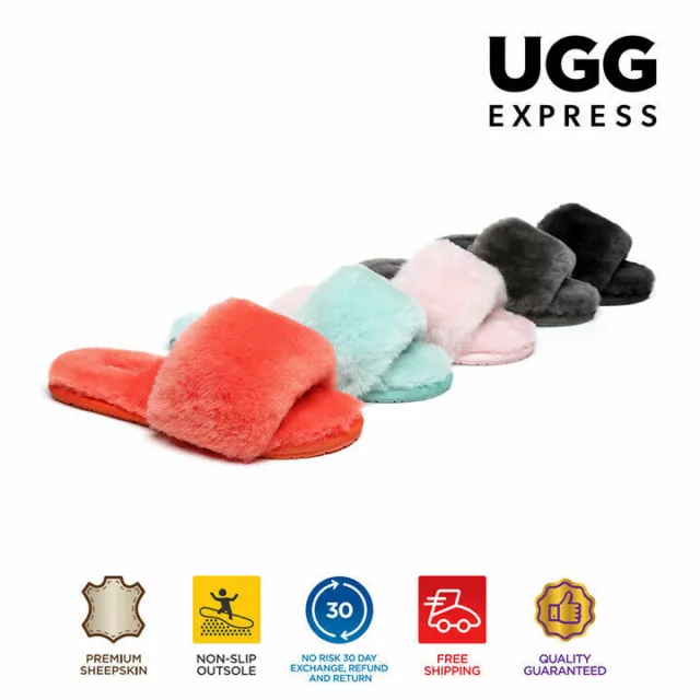 【EXTRA 15% OFF】UGG Slides Women Australia Sheepskin Wool Fluffy Slippers Nala