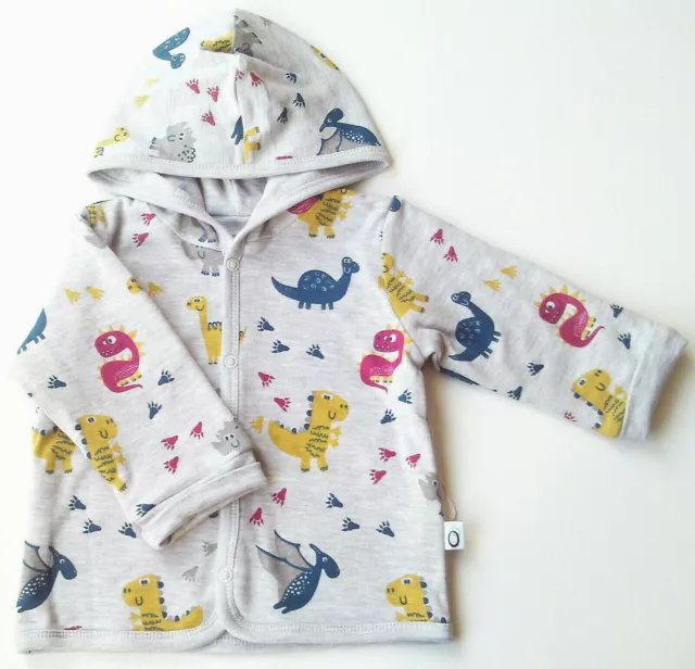 Sweat Jacke Gr.86 Lamino NEU grau zweilagig kapuze bunte Dinos baby